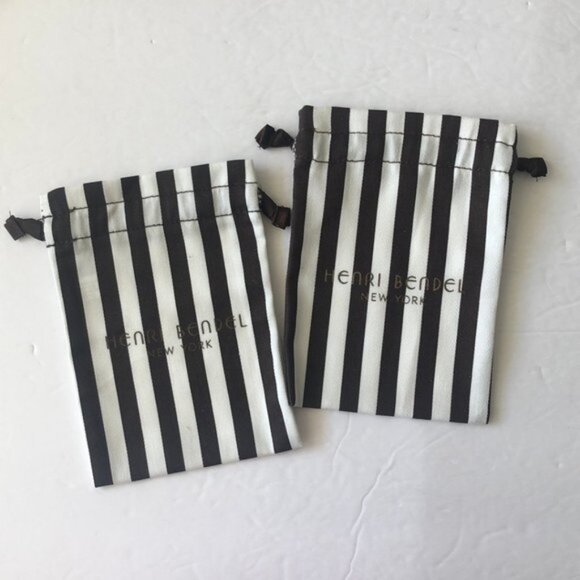 2 pc Henri Bendel Small Dust Bags 4.5" x 6" Travel Storage Drawstring Logo - Picture 1 of 2